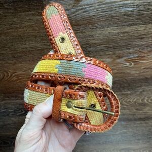 Vintage colorful leather belt